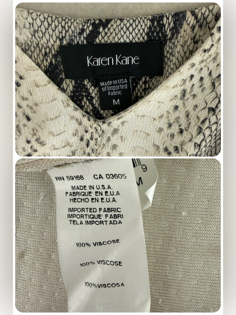 Karen Kane Snake Print Twist Front Cami Silk Feel Adjustable Strap Tank Size M - Picture 15 of 16